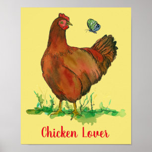 Rhode Island Red Chicken Lover Waterverf Poster
