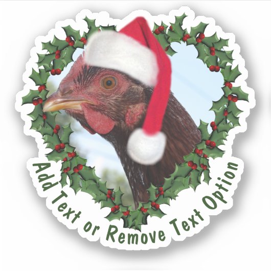 Rhode Island Red Chicken Wreath Kerstmis Sticker (Voorkant)