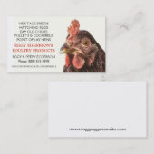 Rhode Island Red Hen Chicken Egg Farmer Visitekaartje (Voorkant / Achterkant)