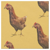Rhode Island Red Hen Chicken Fabric Stof (Close Up)