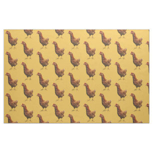 Rhode Island Red Hen Chicken Fabric Stof