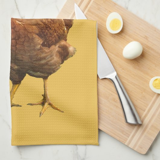 Rhode Island Red Hen Chicken Kitchen Towel Theedoek (Quarter Fold)
