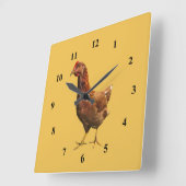 Rhode Island Red Hen Chicken Wall Clock Vierkante Klok (Hoek)