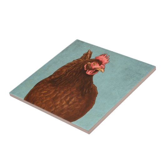 Rhode Island Red Hen Tile Tegeltje (Zijkant)