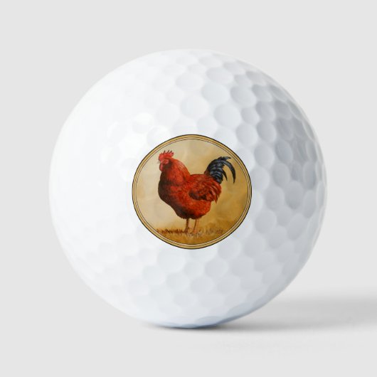 Rhode Island Red Rooster Chicken Golf Balls Golfballen (Voorkant)