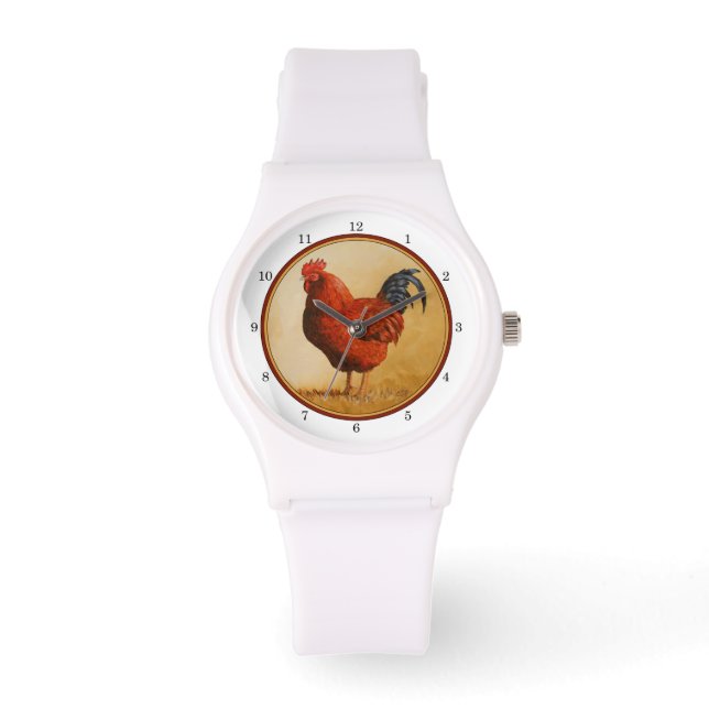 Rhode Island Red Rooster Chicken Horloge (Voorkant)