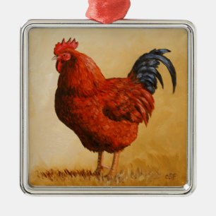 Rhode Island Red Rooster Chicken Metalen Ornament