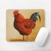 Rhode Island Red Rooster Chicken Muismat (Met muis)