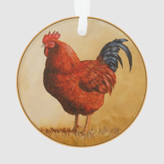 Rhode Island Red Rooster Chicken Ornament (achterkant)