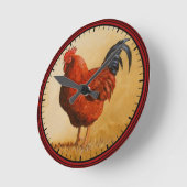 Rhode Island Red Rooster Chicken Ronde Klok (Hoek)