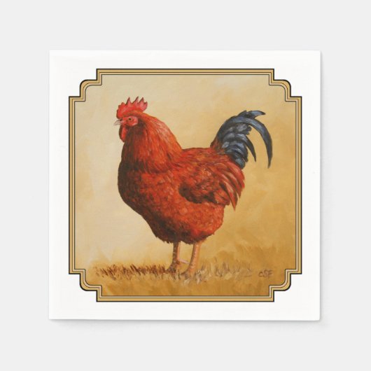 Rhode Island Red Rooster Chicken Servet (Voorkant)