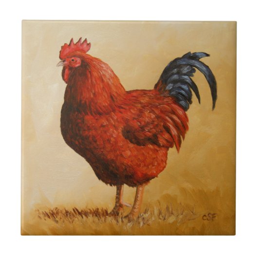Rhode Island Red Rooster Chicken Tegeltje (Voorkant)