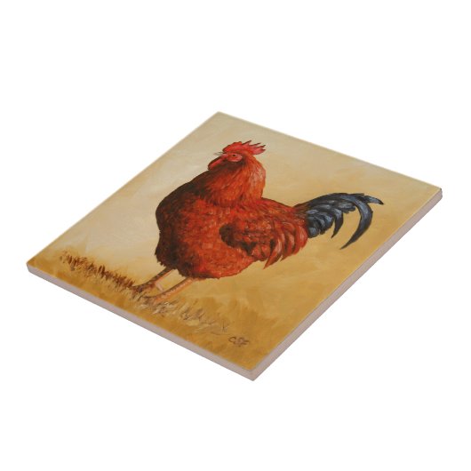 Rhode Island Red Rooster Chicken Tegeltje (Zijkant)