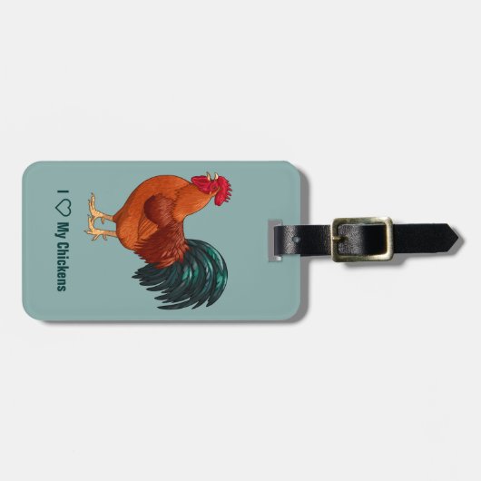 Rhode Island Red Rooster Crowing Bagagelabel (Voorkant horizontaal)