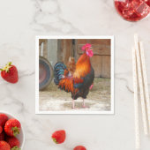 Rhode Island Red Rooster Crowing in Barnyard Servetten (Insitu)