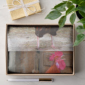 Rhode Island Red Rooster Crowing in Barnyard Tissuepapier (Geschenk)