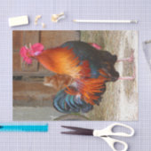 Rhode Island Red Rooster Crowing in Barnyard Tissuepapier (Craft)