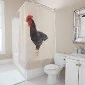 Rhode Island Red Rooster Douchegordijn (In situ)