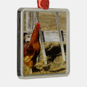 Rhode Island Red Rooster Metalen Ornament (Rechts)