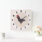Rhode Island Red Rooster Vierkante Klok (Huis)