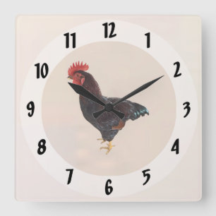 Rhode Island Red Rooster Vierkante Klok