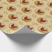 Rhode Island Red Rooster Yellow Background Cadeaupapier (Hoek)