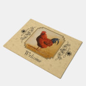 Rhode Island Red Rooster Yellow Background Deurmat (Schuin)