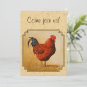 Rhode Island Red Rooster Yellow Background Kaart (Staand voorkant)