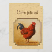Rhode Island Red Rooster Yellow Background Kaart (Voorkant / Achterkant)