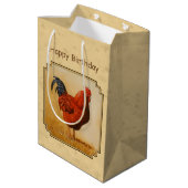 Rhode Island Red Rooster Yellow Background Medium Cadeauzakje (Achterkant Gekanteld)