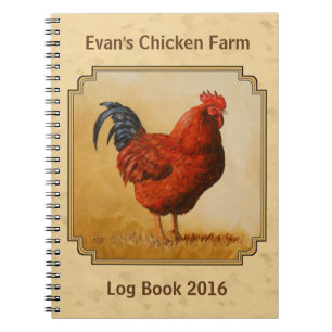 Rhode Island Red Rooster Yellow Background Notitieboek