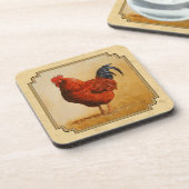 Rhode Island Red Rooster Yellow Background Onderzetter (Linkerzijde)