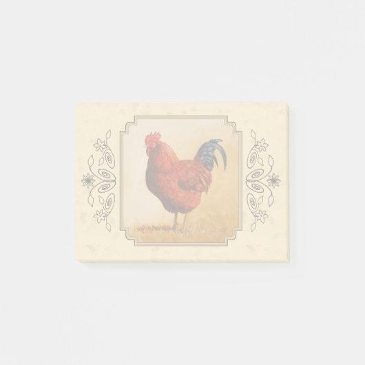 Rhode Island Red Rooster Yellow Background Post-it® Notes (Voorkant)