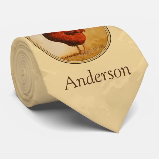Rhode Island Red Rooster Yellow Background Stropdas (Opgerold)