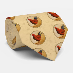 Rhode Island Red Rooster Yellow Background Stropdas