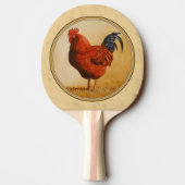 Rhode Island Red Rooster Yellow Background Tafeltennisbatje (Achterkant)