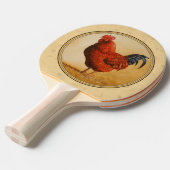 Rhode Island Red Rooster Yellow Background Tafeltennisbatje (Voorkant Gekanteld)