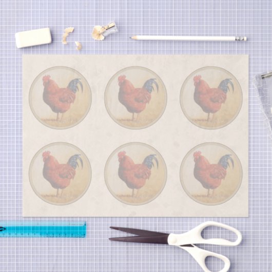 Rhode Island Red Rooster Yellow Background Tissuepapier (Craft)