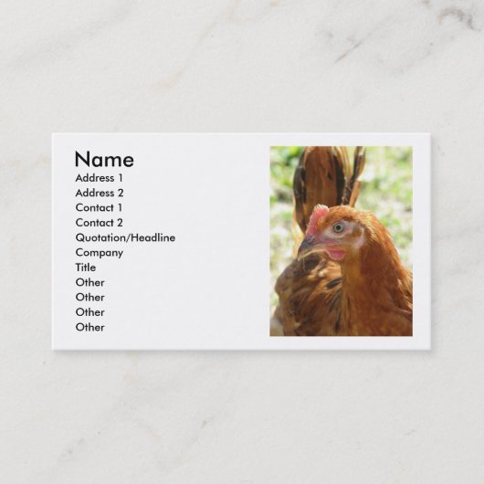 Rhode Island Red Visitekaartje (Voorkant)