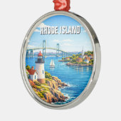 Rhode Island Reizen Metalen Ornament (Links)