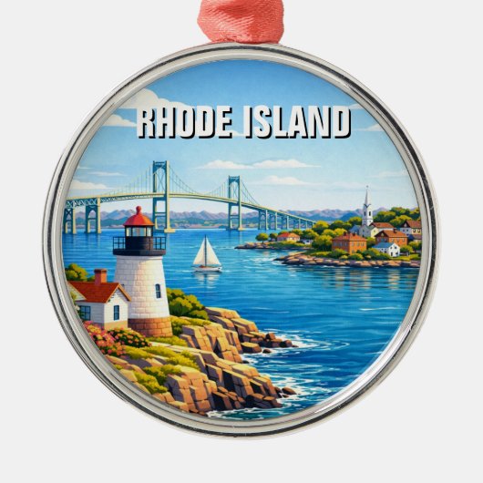Rhode Island Reizen Metalen Ornament (Voorkant)