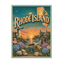 Rhode Island Retro Reis Souvenir Prentbriefkaart