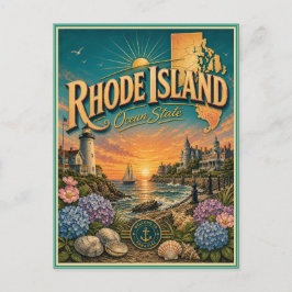 Rhode Island Retro Reis Souvenir Prentbriefkaart Briefkaart