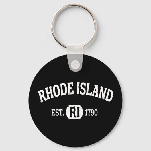Rhode Island Retro  Rhode Island Ri Sleutelhanger (Voorkant)