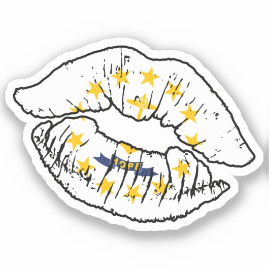Rhode Island Rhode Islander Lipstick Liefde Vlag Sticker (Voorkant)