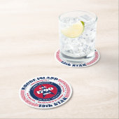 Rhode Island Rood Wit Blauw Typografie Ronde Kartonnen Onderzetter (Insitu)