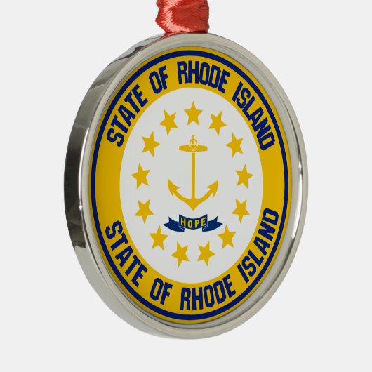 Rhode Island Round Emblem Metalen Ornament (Rechts)