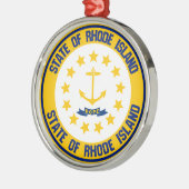 Rhode Island Round Emblem Metalen Ornament (Links)