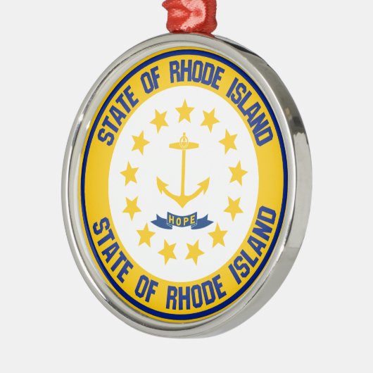 Rhode Island Round Emblem Metalen Ornament (Links)