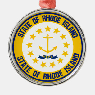 Rhode Island Round Emblem Metalen Ornament